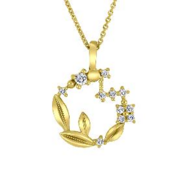 10K Yellow Gold .11ctw Canadian Round Brilliant Diamond Unique Pendant on Chain