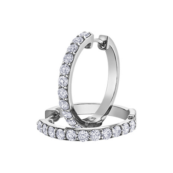 10K White Gold 1.50ctw Diamond Hoops