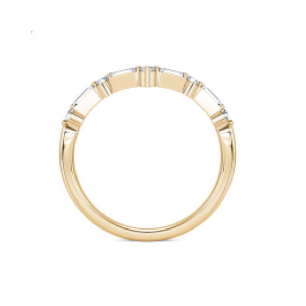 14K Yellow Gold .32ctw Round Brilliant & Baguette Diamond "V" Band
