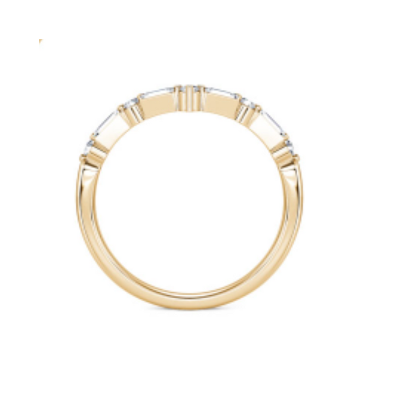 14K Yellow Gold .32ctw Round Brilliant & Baguette Diamond "V" Band