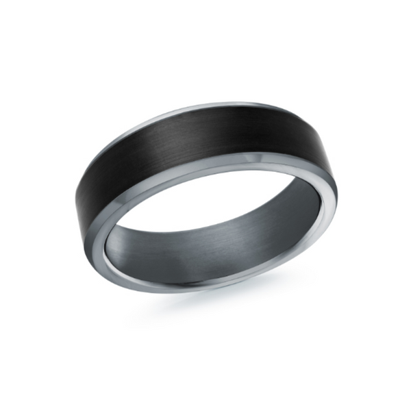 7mm Black Tantallum & Satin Finish Carbon Fiber Center Wedding Band