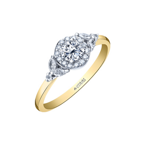 18K Yellow & White Gold .524ctw Canadian Diamond Multistone Ring with Underhead Accents