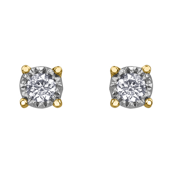 10K Yellow Gold .03ctw Round Brilliant Diamond Illuminaire Studs