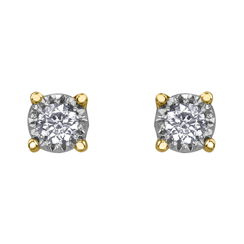 10K Yellow Gold .03ctw Round Brilliant Diamond Illuminaire Studs