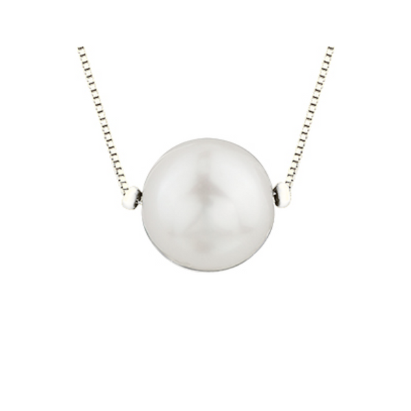 10K White Gold 7mm Single Pearl Necklace
