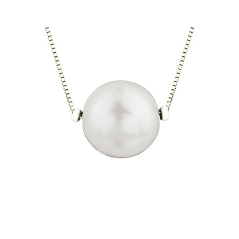 10K White Gold 7mm Single Pearl Necklace