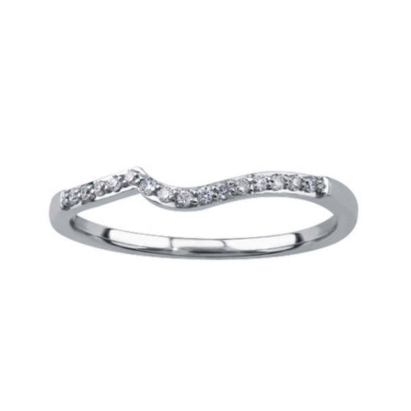10K White Gold .08ctw Diamond Fitted Band
