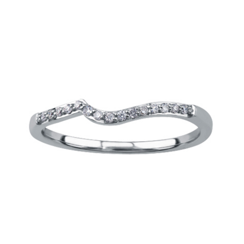 10K White Gold .08ctw Diamond Fitted Band
