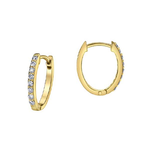 10K Yellow Gold .15ctw Diamond Oval Hoops
