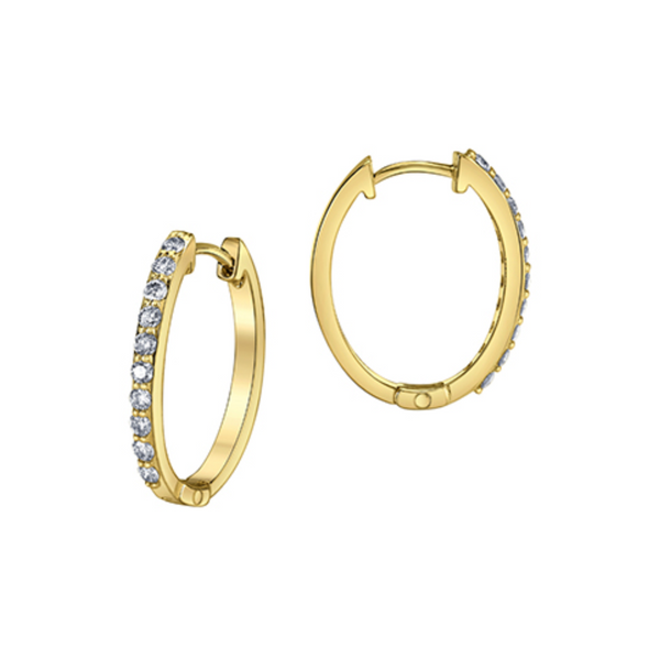 10K Yellow Gold .25ctw Diamond Oval Hoops