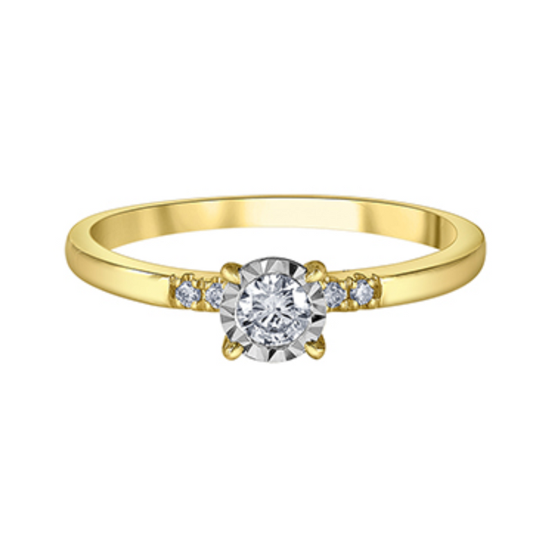 10K Yellow Gold .20ctw Round Brilliant Diamond Illuminaire Ring with Sides