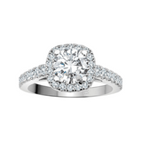 14K White Gold 0.935ctw Canadian Diamond Halo Ring