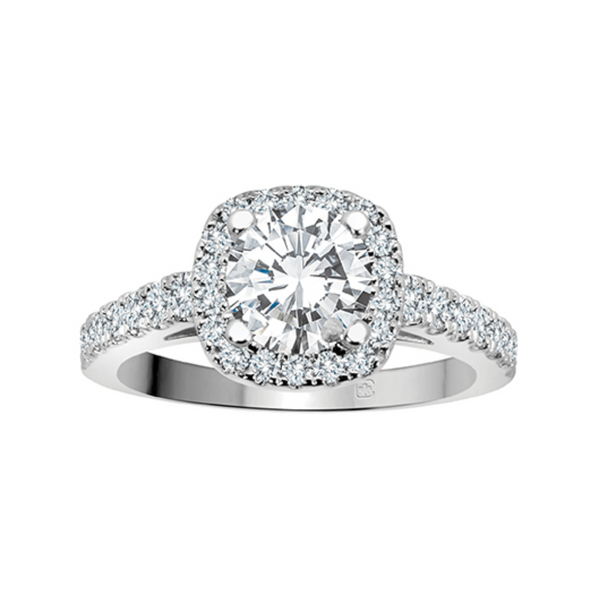 14K White Gold 0.935ctw Canadian Diamond Halo Ring