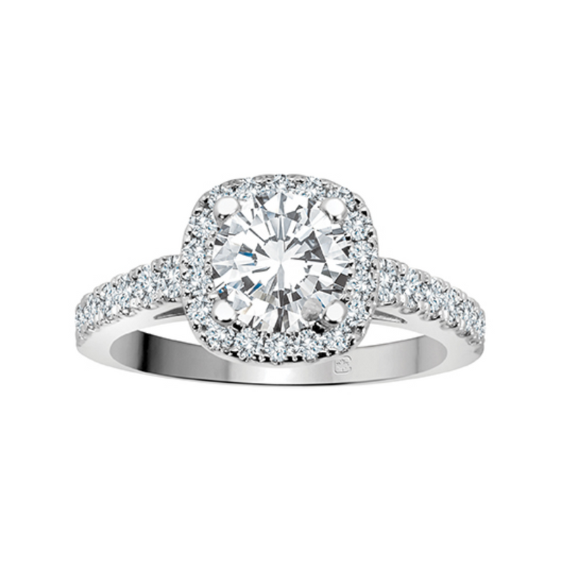 14K White Gold 0.935ctw Canadian Diamond Halo Ring
