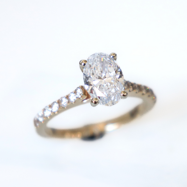 14K Yellow Gold 1.85CTW Canadian Oval Diamond Ring