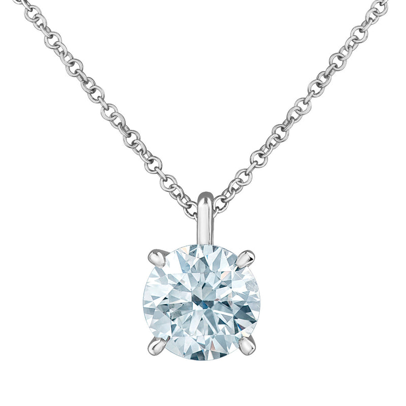 14K White Gold Canadian Diamond Solitaire Pendant with Chain
