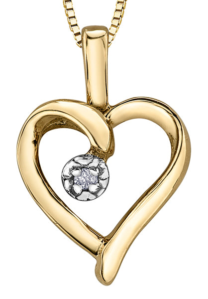 10K Yellow Gold .007ct Diamond Heart Pendant on Chain
