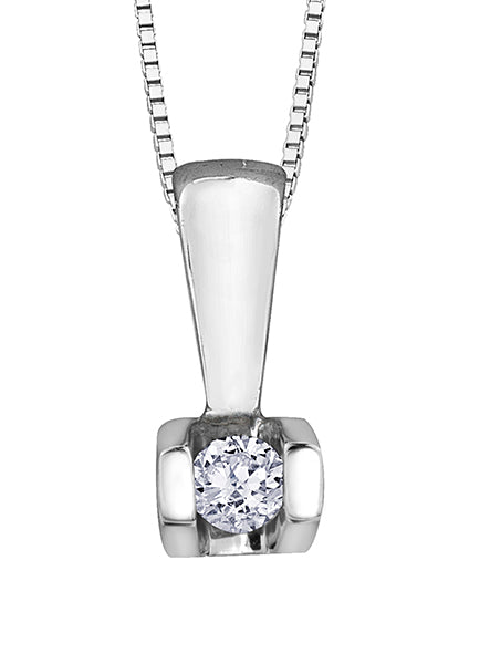 10K White Gold .04ct Diamond Pendant on Chain