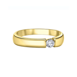 10K Yellow Gold .15ct Round Brilliant Canadian Diamond Off Center Flat Ring