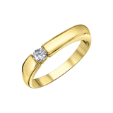 10K Yellow Gold .15ct Round Brilliant Canadian Diamond Off Center Flat Ring