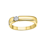 10K Yellow Gold .15ct Round Brilliant Canadian Diamond Off Center Flat Ring