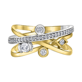 14K Yellow & White Gold .444ctw Canadian Diamond Crossover Geometric Ring