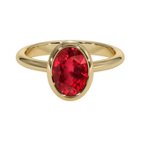 14K Yellow Gold Oval Bezel Set Ruby Ring