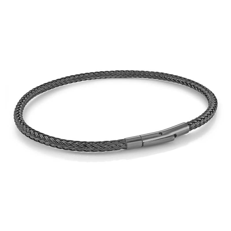 Italgem Black Micro Cable Braided Steel Bracelet