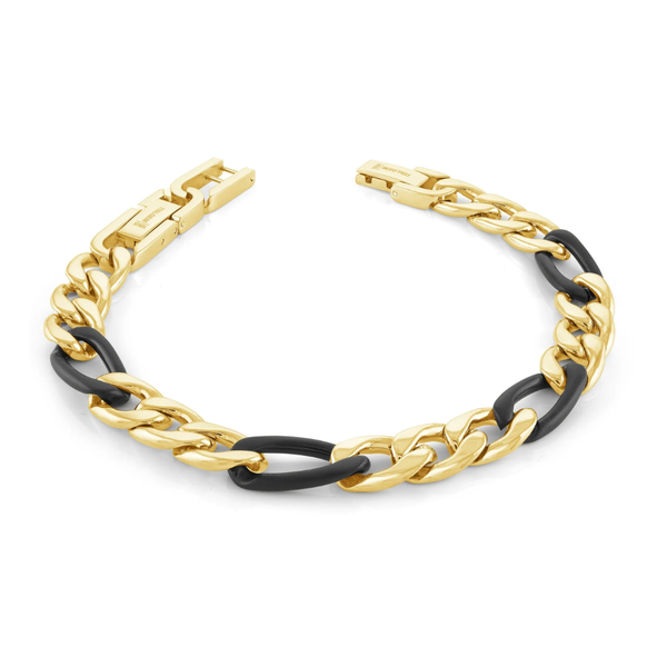Italgem Black & Gold Plated Figaro Bracelet