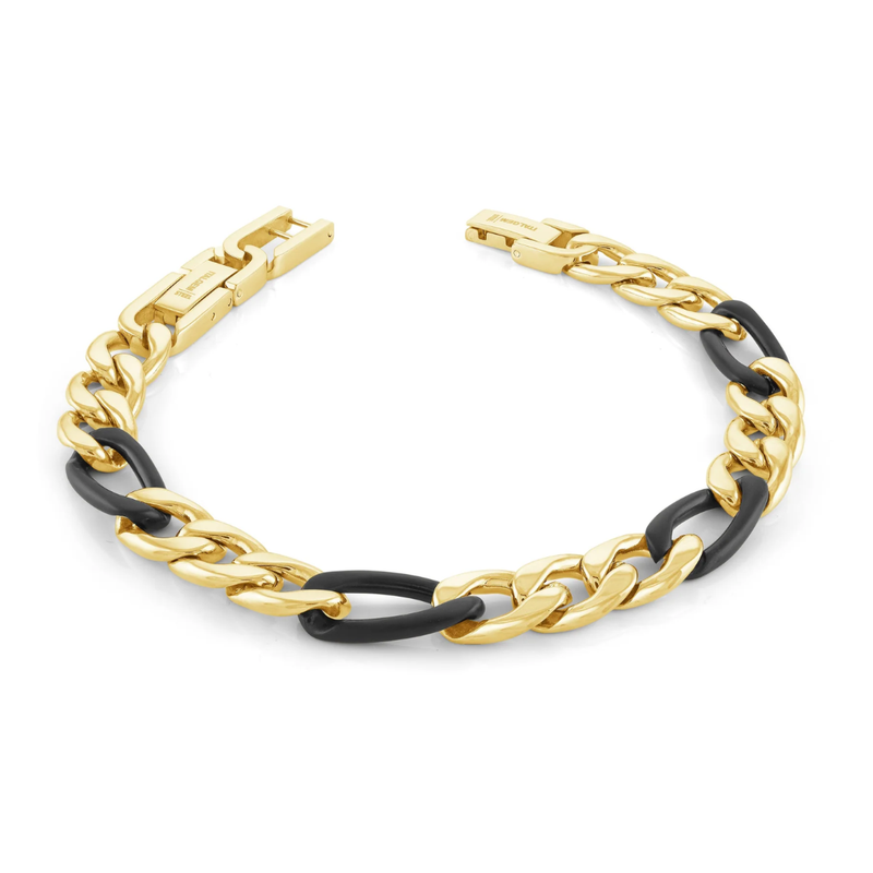 Italgem Black & Gold Plated Figaro Bracelet