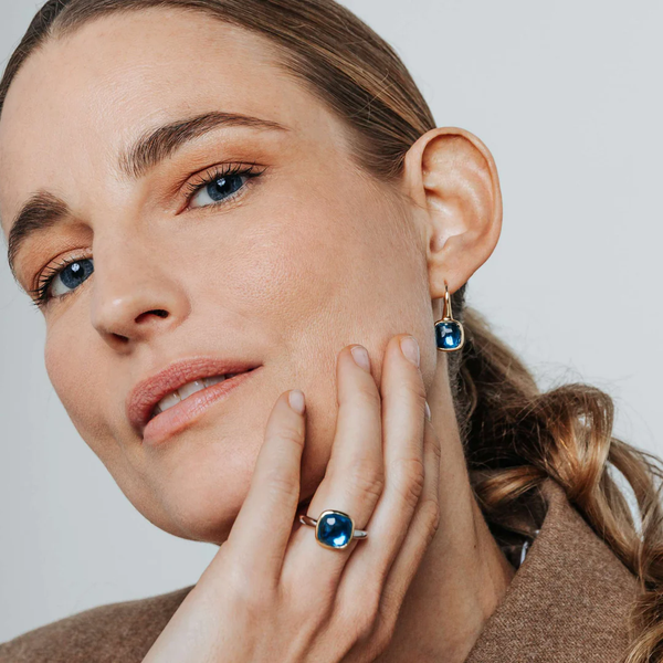 TI SENTO Blue Gemstone Dangle Hoops