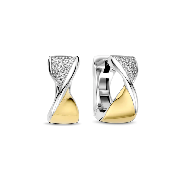 TI SENTO Twist Half Cubic Zirconia Hoops