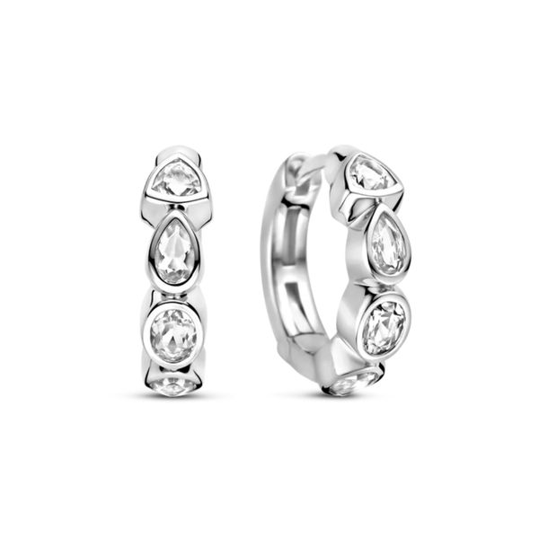 TI SENTO Multi Shape Cubic Zirconia Bezel Hoops