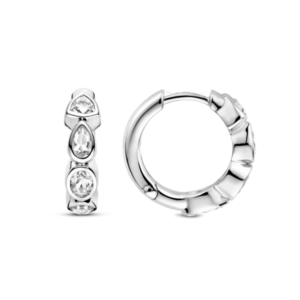TI SENTO Multi Shape Cubic Zirconia Bezel Hoops
