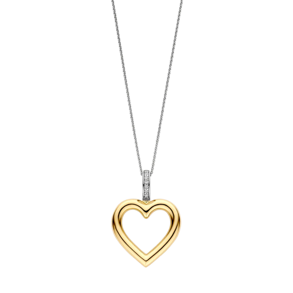 TI SENTO Open Heart w Cubic Zirconia Pendant on a Chain