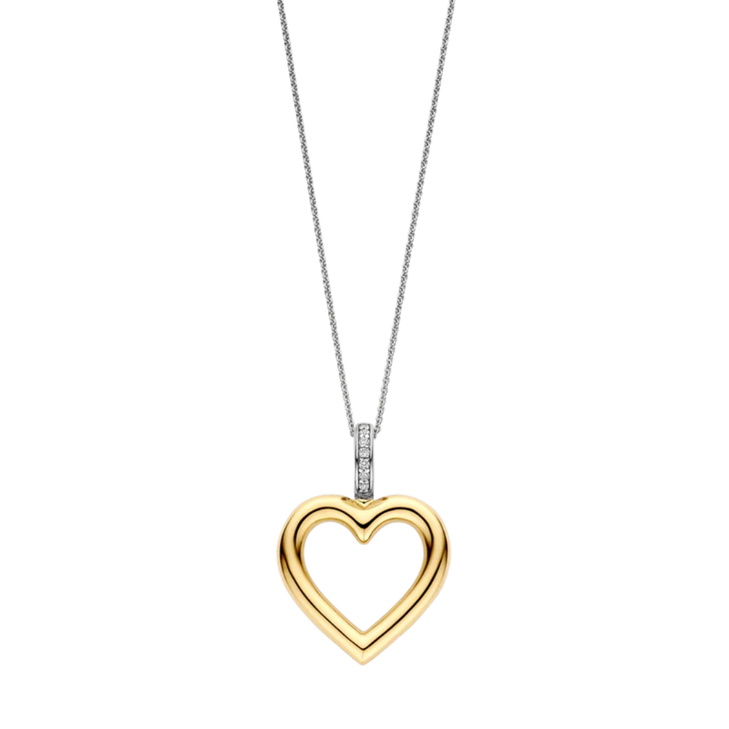 TI SENTO Open Heart w Cubic Zirconia Pendant on a Chain