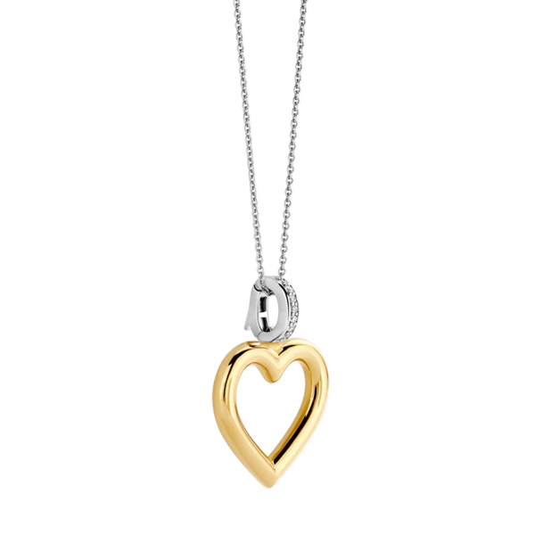 TI SENTO Open Heart w Cubic Zirconia Pendant on a Chain