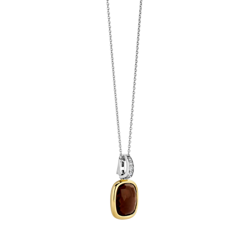 TI SENTO Brown Gemstone w Cubic Zirconia Accent Pendant on a Chain