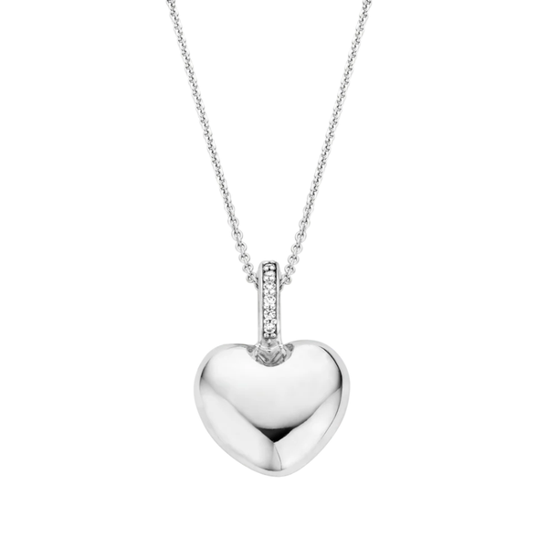 TI SENTO Heart w Cubic Zirconia Accent Pendant on a Chain