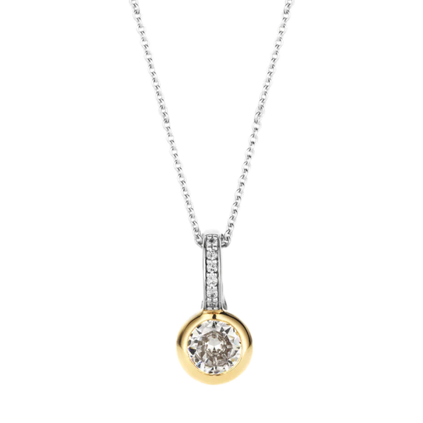 TI SENTO Cubic Zirconia Bezel Pendant on a Chain