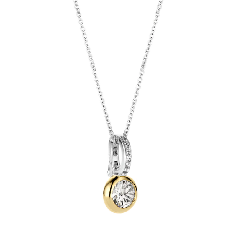 TI SENTO Cubic Zirconia Bezel Pendant on a Chain