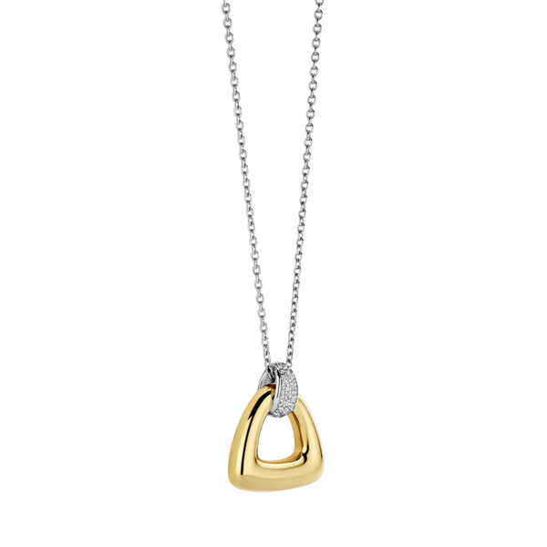 TI SENTO Bold Triangle Pendant & Cubic Zirconia Pave Necklace