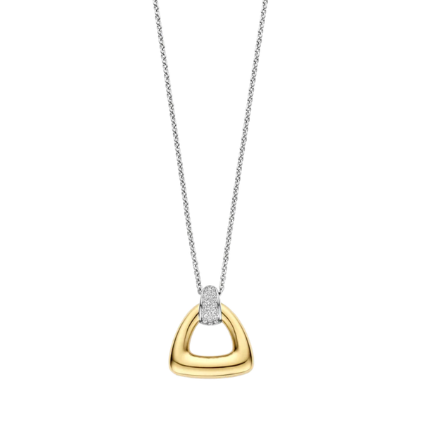TI SENTO Bold Triangle Pendant & Cubic Zirconia Pave Necklace