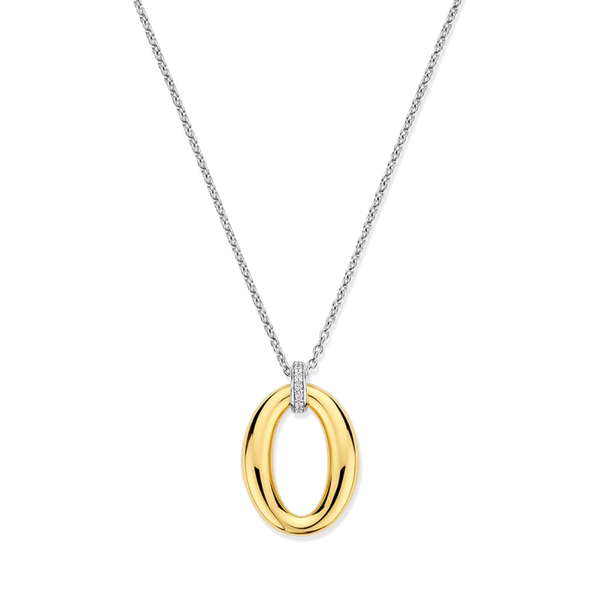 TI SENTO Oval Pendant & Cubic Zirconia Pave Necklace