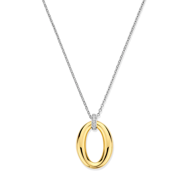 TI SENTO Oval Pendant & Cubic Zirconia Pave Necklace