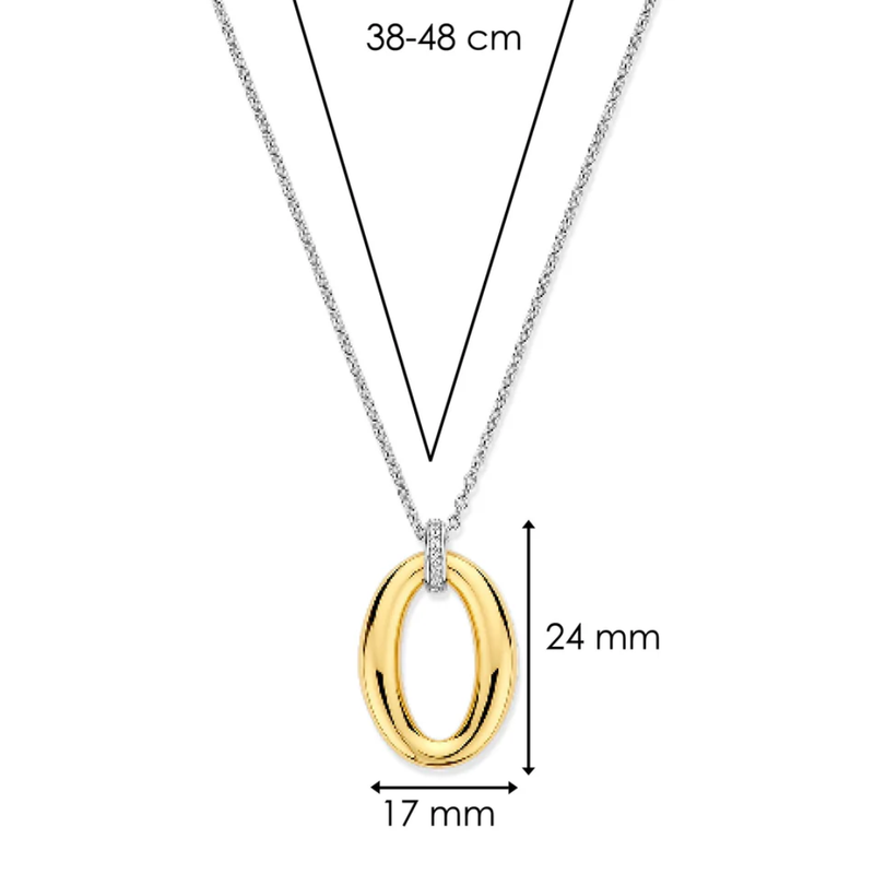 TI SENTO Oval Pendant & Cubic Zirconia Pave Necklace