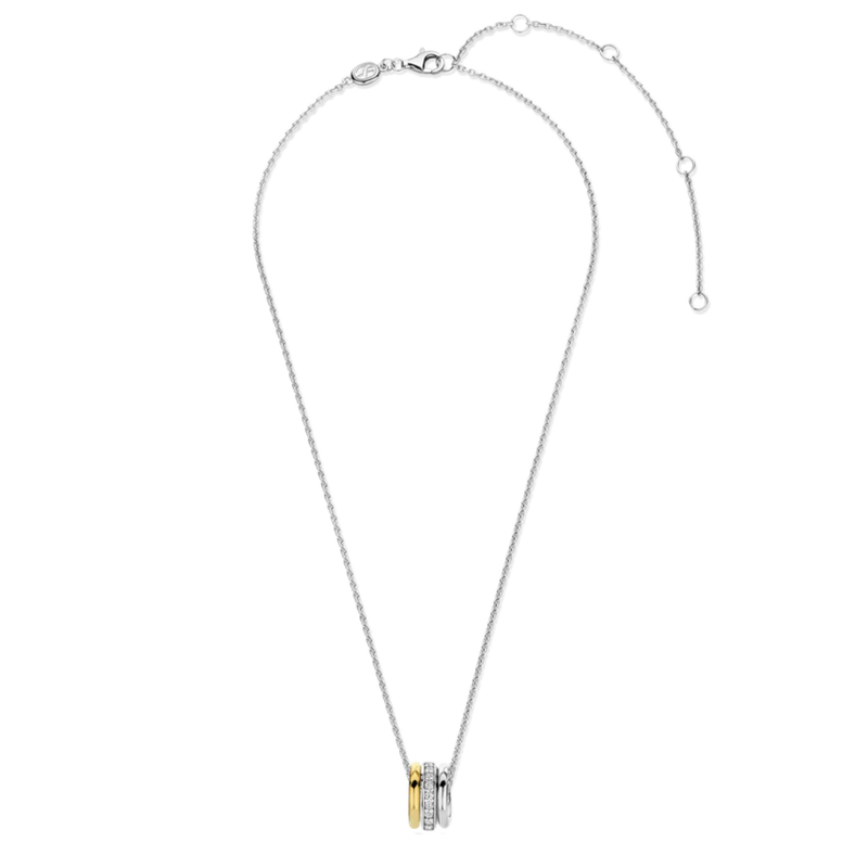 TI SENTO Tri Circle & Cubic Zirconia Pendant on a Chain