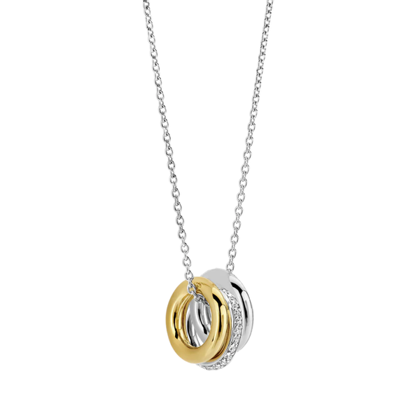 TI SENTO Tri Circle & Cubic Zirconia Pendant on a Chain