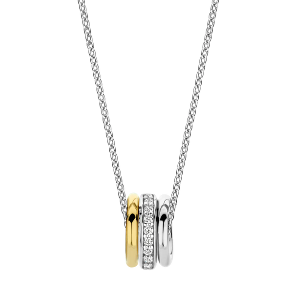 TI SENTO Tri Circle & Cubic Zirconia Pendant on a Chain