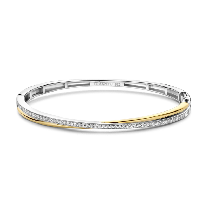 TI SENTO Cubic Zirconia Crossover Bangle